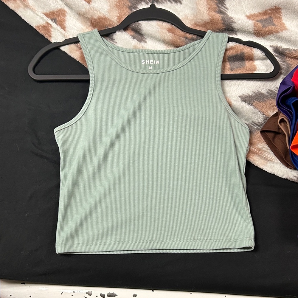 SHEIN Mint Green Ribbed Tank Top